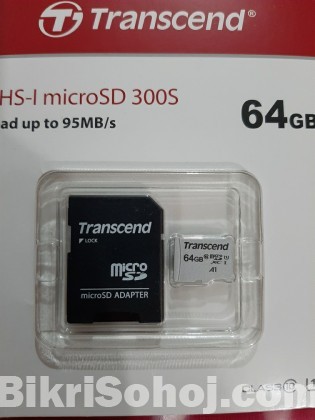 Transcend 64GB Micro SD UHS-I U1 Memory Card with Adapter